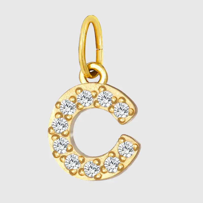 eManco Luxury Zirconia Alphanumeric Pendant Stainless Steel Gold Plated DIY Necklace Wholesale ZP39269 C