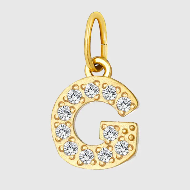 eManco Luxury Zirconia Alphanumeric Pendant Stainless Steel Gold Plated DIY Necklace Wholesale ZP39269 G