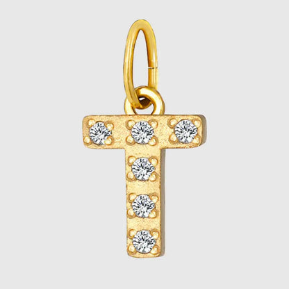 eManco Luxury Zirconia Alphanumeric Pendant Stainless Steel Gold Plated DIY Necklace Wholesale ZP39269 T