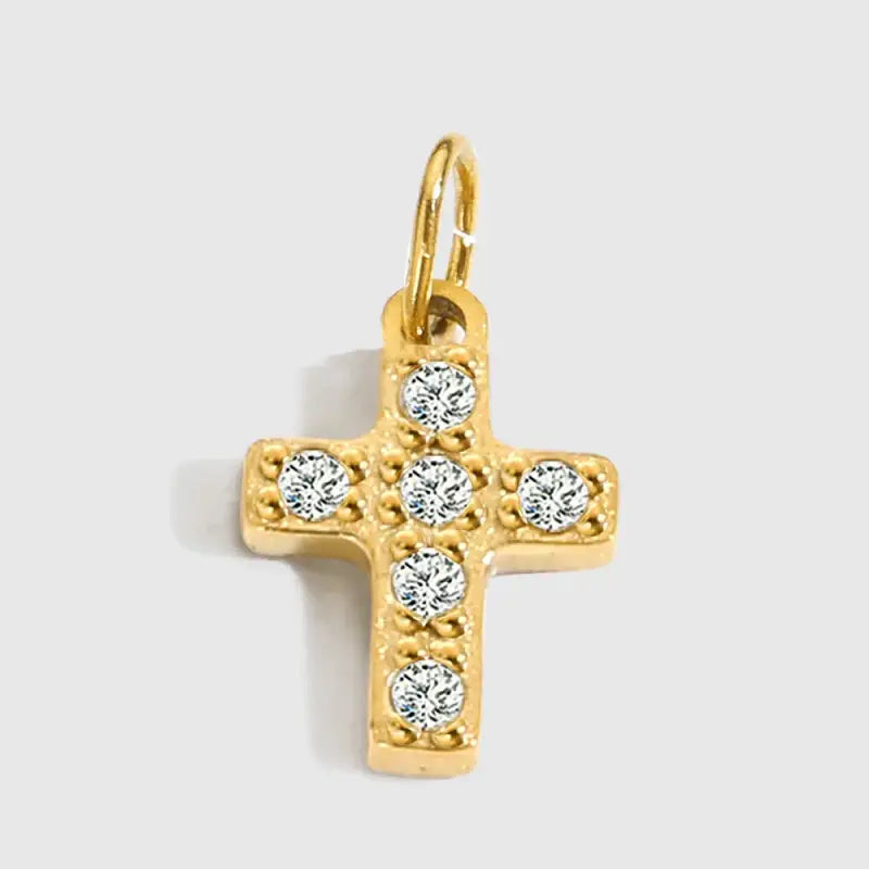 eManco Luxury Zirconia Alphanumeric Pendant Stainless Steel Gold Plated DIY Necklace Wholesale ZP39307 Crucifix
