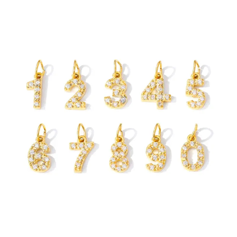 eManco Luxury Zirconia Alphanumeric Pendant Stainless Steel Gold Plated DIY Necklace Wholesale