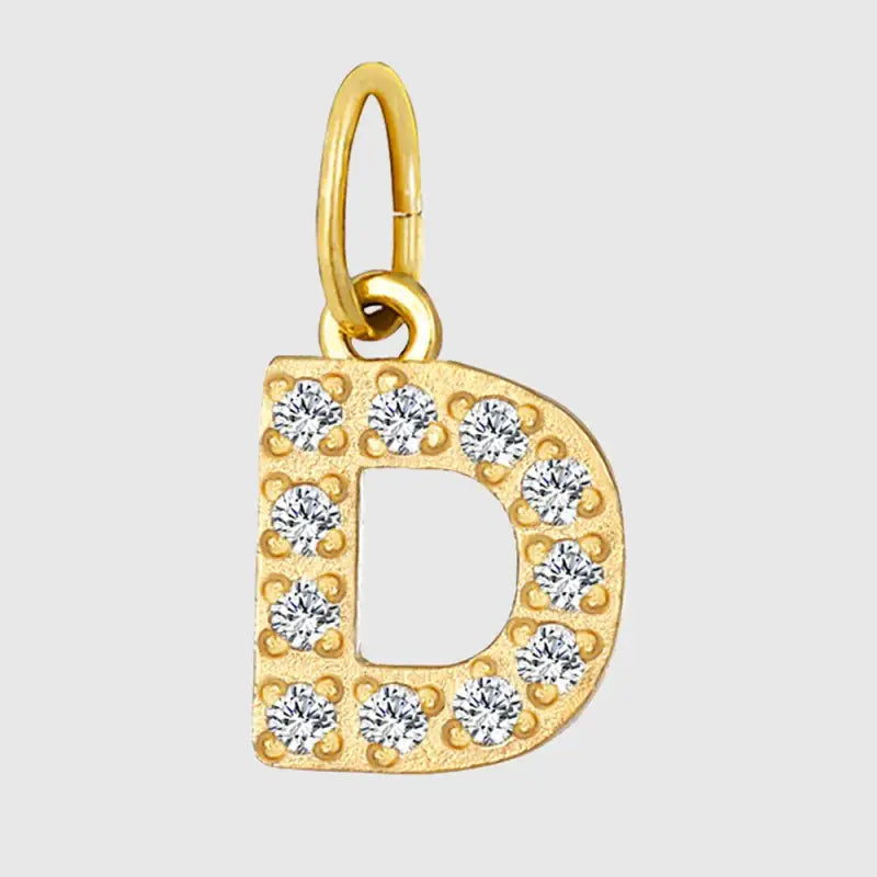 eManco Luxury Zirconia Alphanumeric Pendant Stainless Steel Gold Plated DIY Necklace Wholesale ZP39269 D