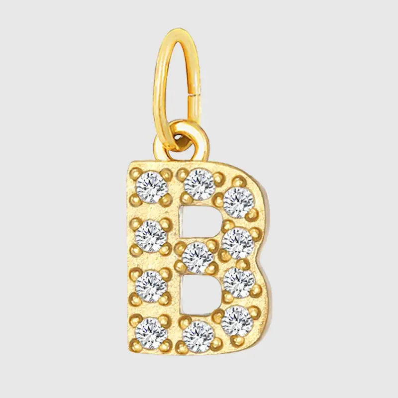 eManco Luxury Zirconia Alphanumeric Pendant Stainless Steel Gold Plated DIY Necklace Wholesale ZP39269 B