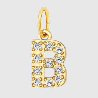 eManco Luxury Zirconia Alphanumeric Pendant Stainless Steel Gold Plated DIY Necklace Wholesale ZP39269 B