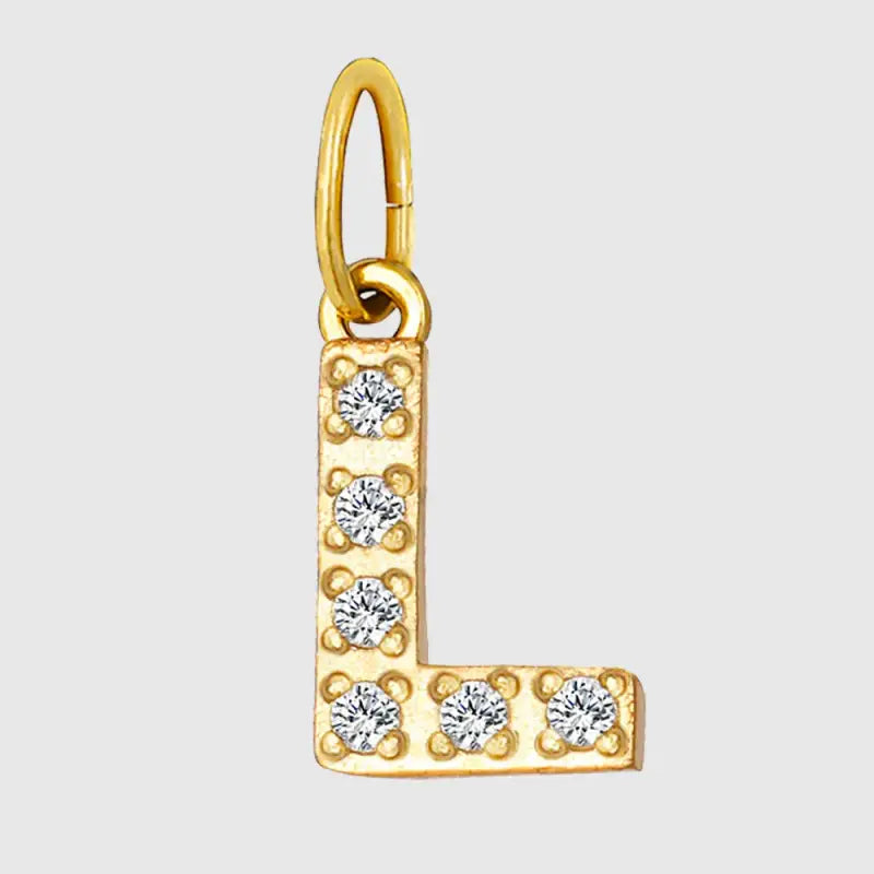 eManco Luxury Zirconia Alphanumeric Pendant Stainless Steel Gold Plated DIY Necklace Wholesale ZP39269 L
