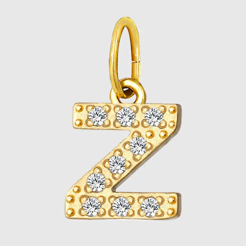 eManco Luxury Zirconia Alphanumeric Pendant Stainless Steel Gold Plated DIY Necklace Wholesale ZP39269 Z