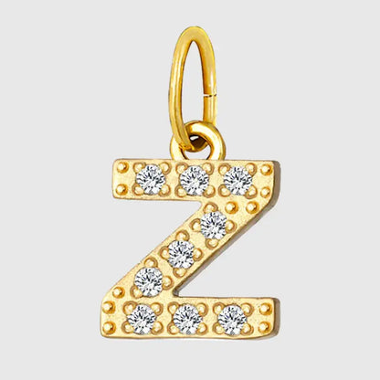 eManco Luxury Zirconia Alphanumeric Pendant Stainless Steel Gold Plated DIY Necklace Wholesale ZP39269 Z