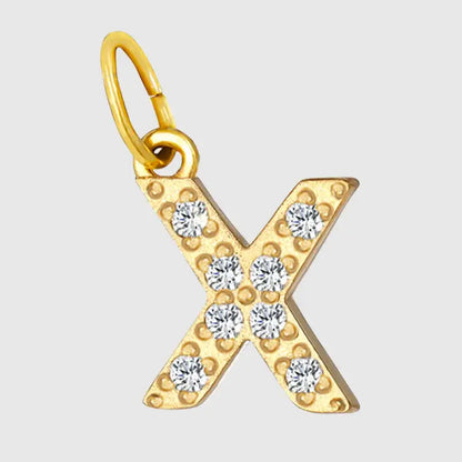 eManco Luxury Zirconia Alphanumeric Pendant Stainless Steel Gold Plated DIY Necklace Wholesale ZP39269 X