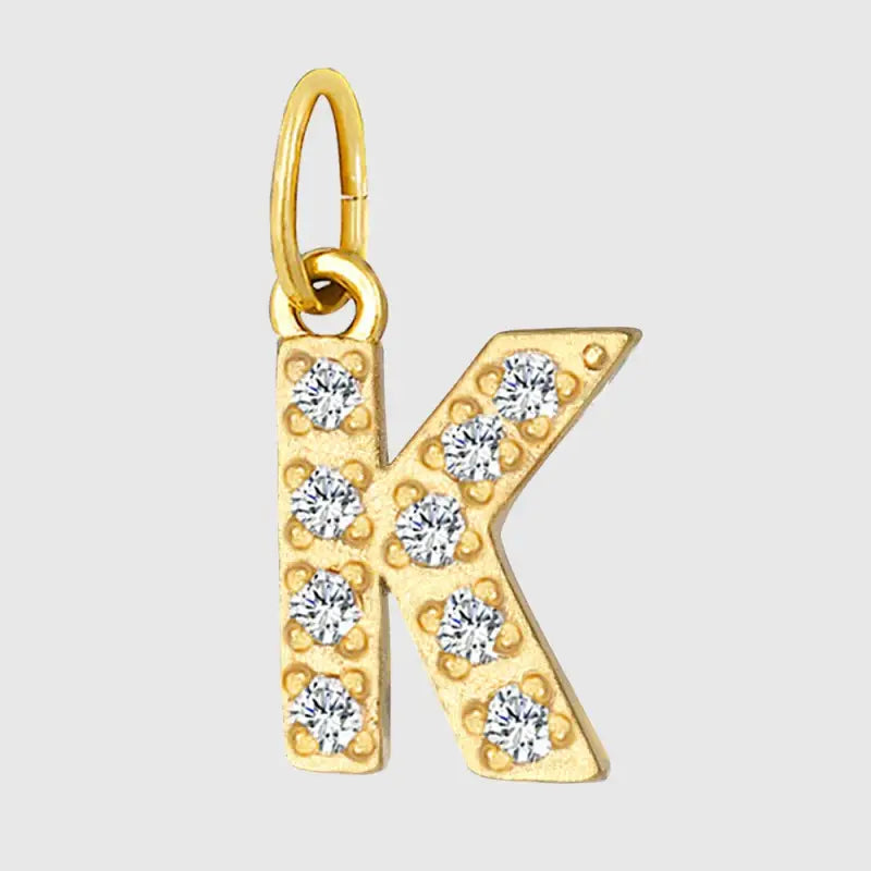eManco Luxury Zirconia Alphanumeric Pendant Stainless Steel Gold Plated DIY Necklace Wholesale ZP39269 K