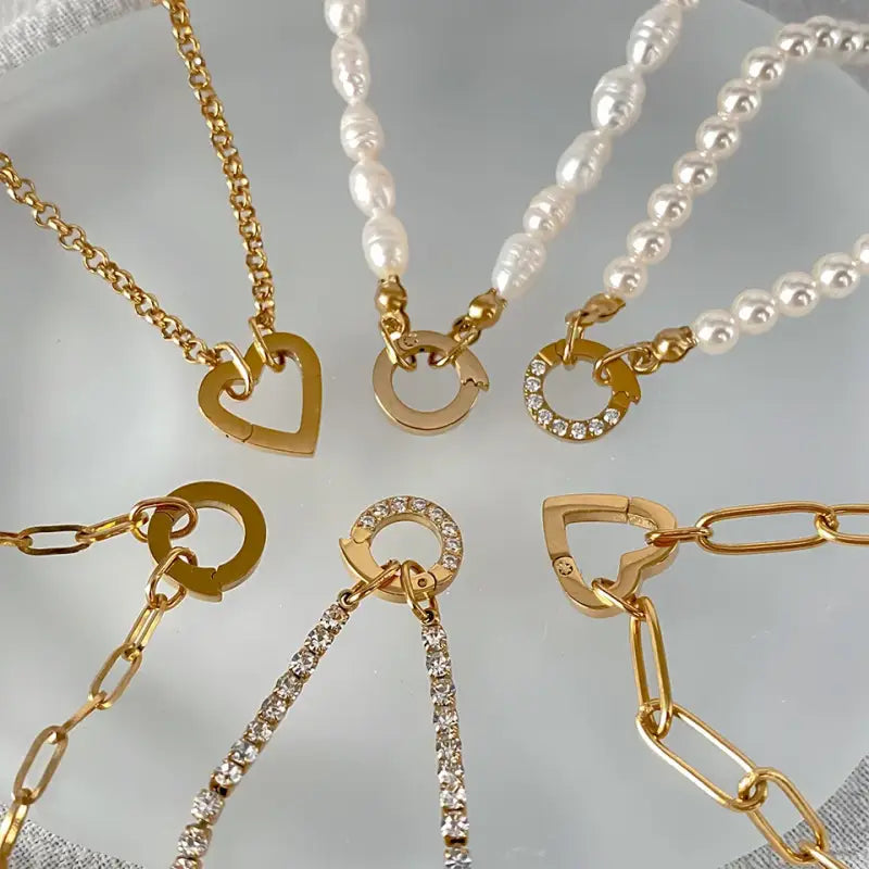 eManco Rolo Charm Necklace DIY Stainless Steel Adjustable Paperclip Pearl Necklaces Accessories Handmade Ladies Jewelry
