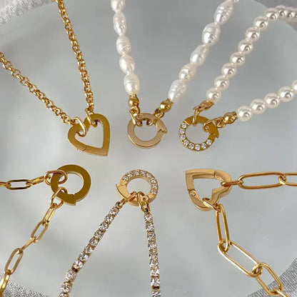 eManco Rolo Charm Necklace DIY Stainless Steel Adjustable Paperclip Pearl Necklaces Accessories Handmade Ladies Jewelry