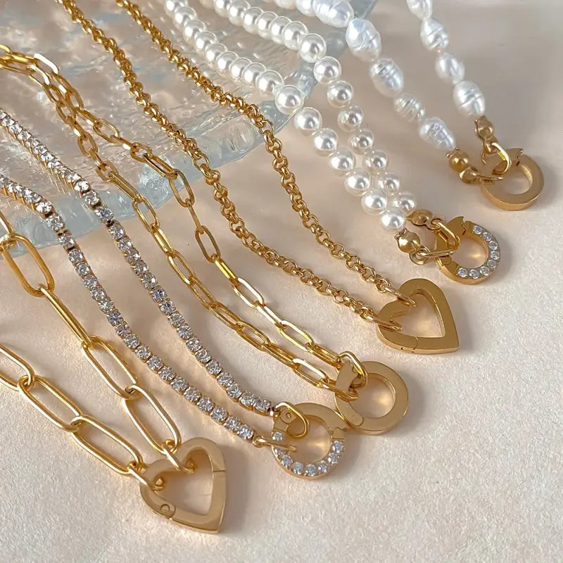 eManco Rolo Charm Necklace DIY Stainless Steel Adjustable Paperclip Pearl Necklaces Accessories Handmade Ladies Jewelry