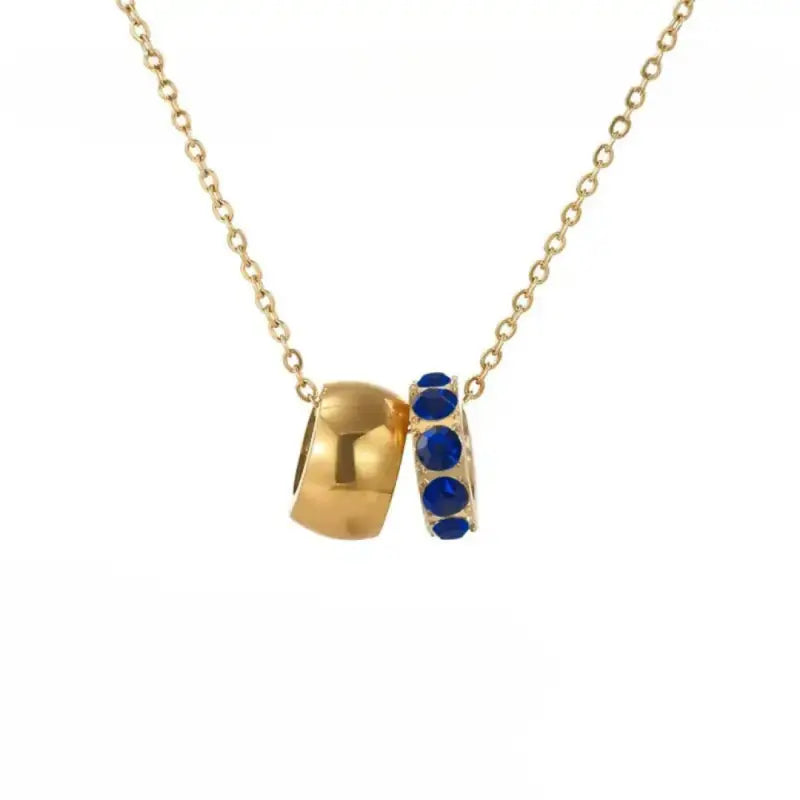eManco Stainless Steel Ring Pendant Necklace Rhombus Rhinestones Non Tarnish Gold Color Jewelry for Women