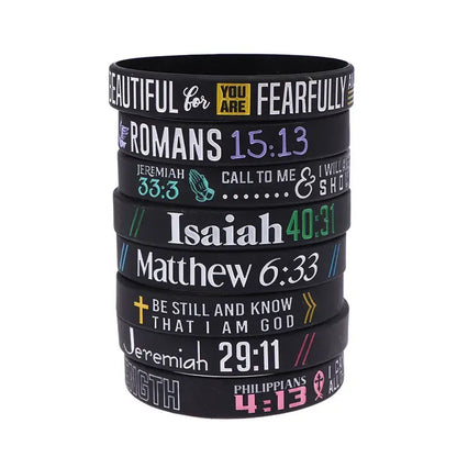 13pc Faith Believe Peace Grace Bible Christian Religious Bracelet Sport Silicone Bracelets Rubber Wristband