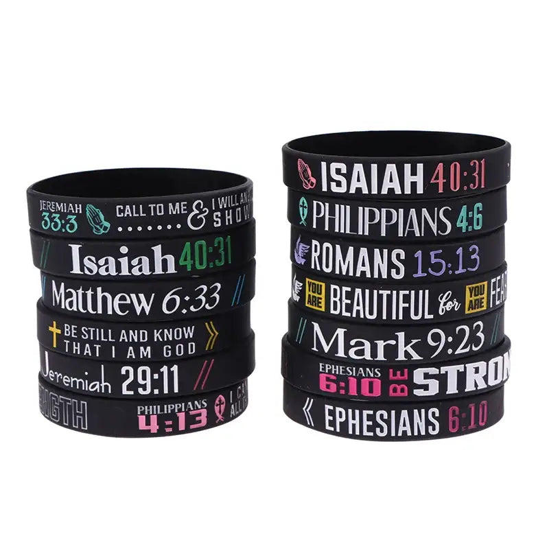 13pc Faith Believe Peace Grace Bible Christian Religious Bracelet Sport Silicone Bracelets Rubber Wristband