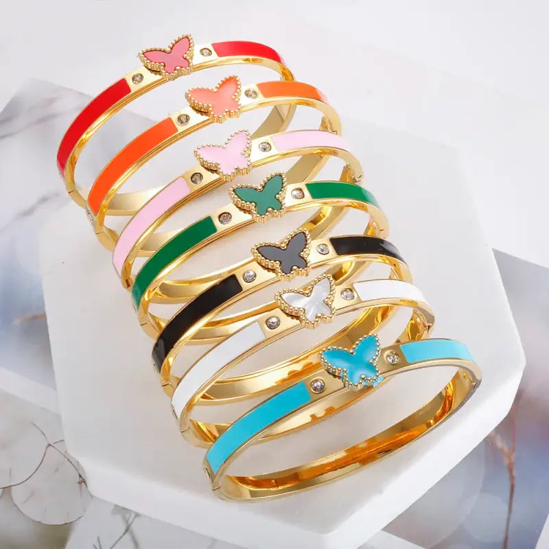 Eternal Butterfly Enamel Bangle