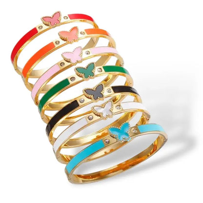 Eternal Butterfly Enamel Bangle - Jewelry