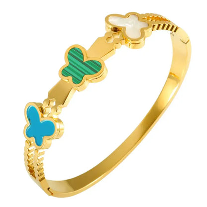 Eternal Butterfly Enamel Bangle - Multicolor