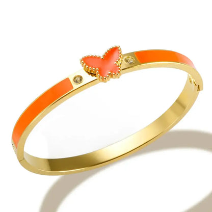 Eternal Butterfly Enamel Bangle - Orange