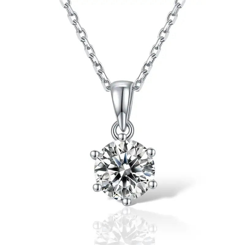 Eve Moissanite Pendant Necklace - Silver / One Size - Jewelry