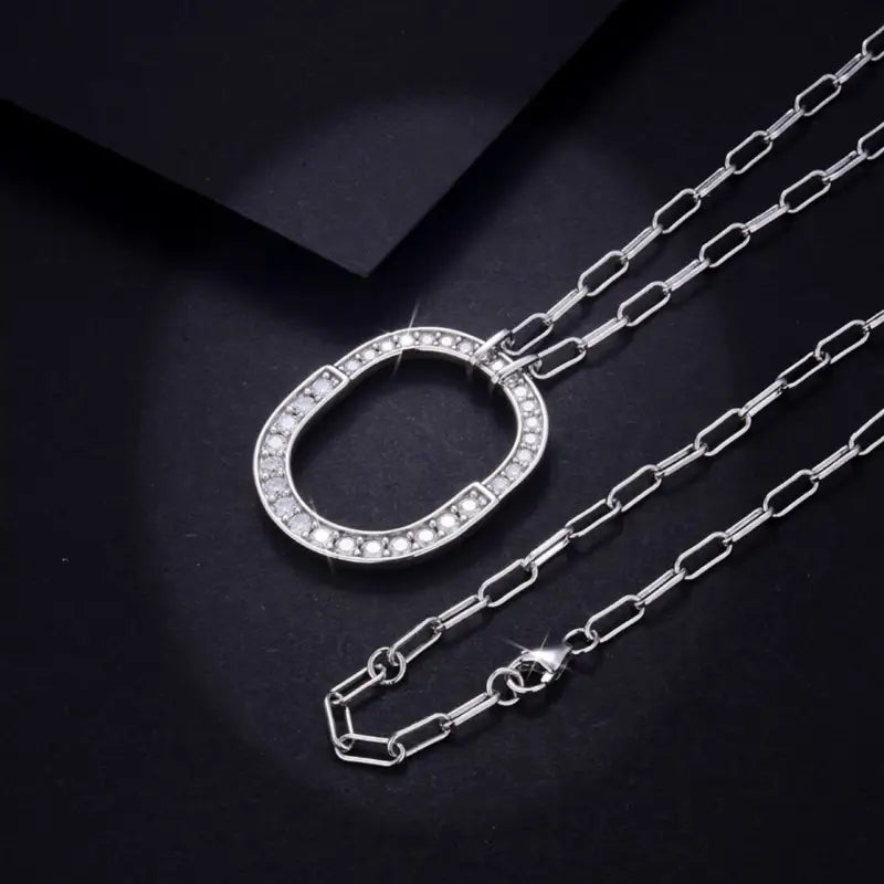 Elizabeth Pendant Moissanite Necklace - Silver - Jewelry