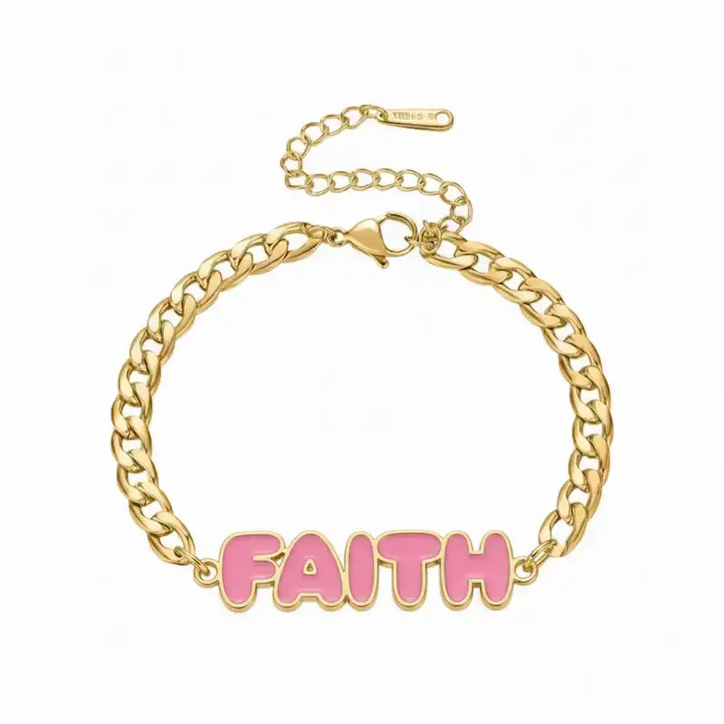 FAITH Enamel Name Necklace & Bracelet - Gold / 6in - Jewelry