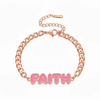 FAITH Enamel Name Necklace & Bracelet - Rose Gold / 6in - Jewelry