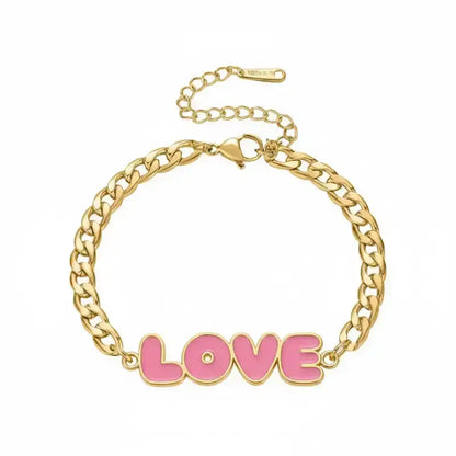 LOVE Enamel Name Necklace & Bracelet - Gold / 6in - Jewelry
