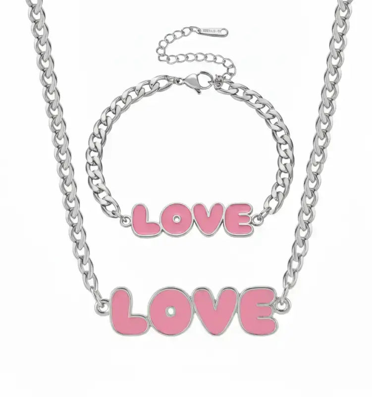LOVE Enamel Name Necklace & Bracelet - Jewelry