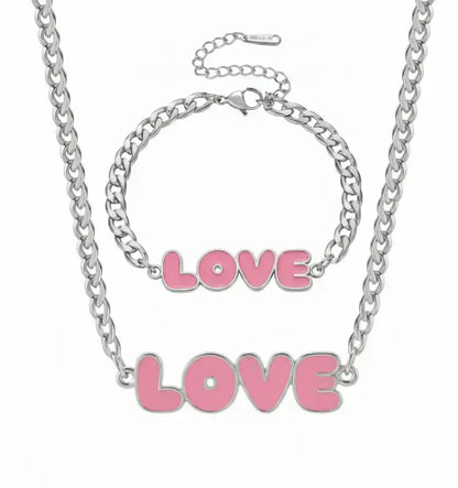 LOVE Enamel Name Necklace & Bracelet - Jewelry