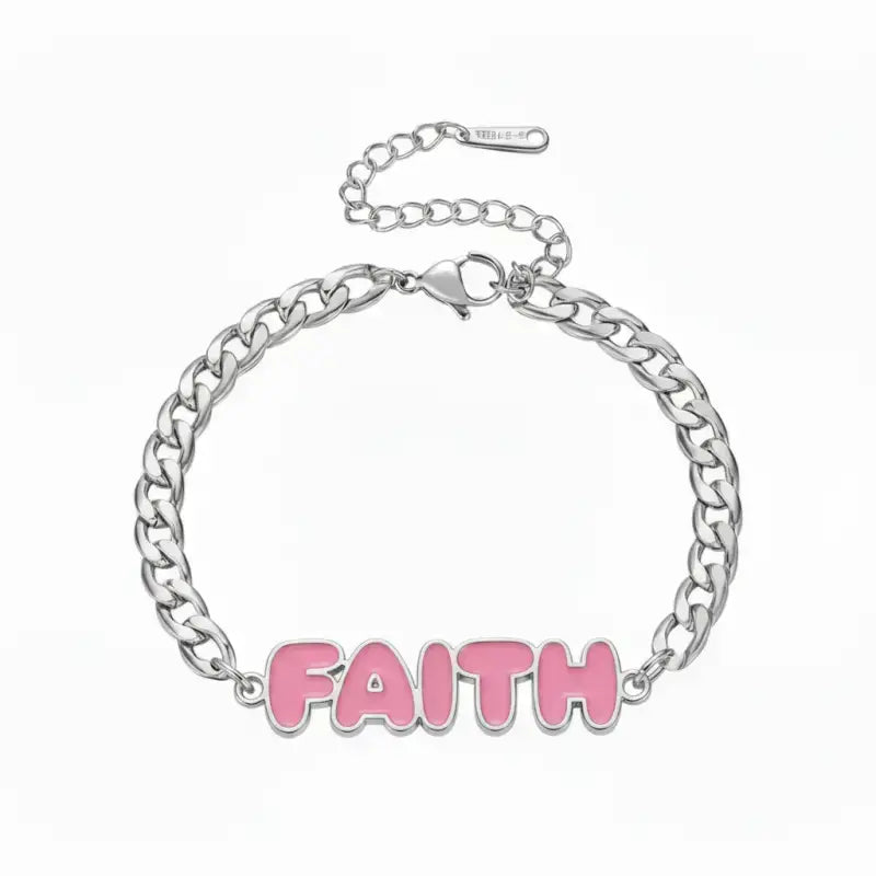 FAITH Enamel Name Necklace & Bracelet - Silver / 6in - Jewelry