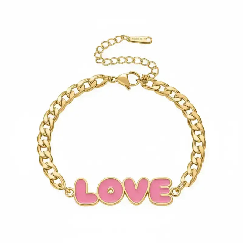 LOVE Enamel Name Necklace & Bracelet - Gold / 6in - Jewelry
