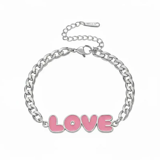 LOVE Enamel Name Necklace & Bracelet - Silver / 6in - Jewelry