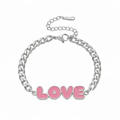 LOVE Enamel Name Necklace & Bracelet - Silver / 6in - Jewelry
