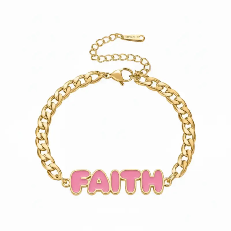 FAITH Enamel Name Necklace & Bracelet - Gold / 6in - Jewelry