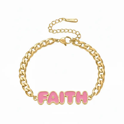 FAITH Enamel Name Necklace & Bracelet - Gold / 6in - Jewelry