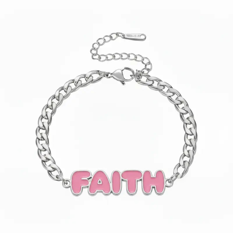 FAITH Enamel Name Necklace & Bracelet - Silver / 6in - Jewelry