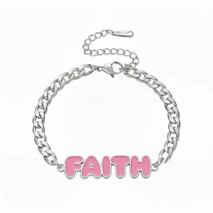 FAITH Enamel Name Necklace & Bracelet - Silver / 6in - Jewelry