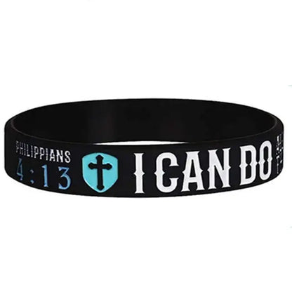 1pc/5pcs I can do all things christian bible verse religious silicone bracelets wristband - 20cm / C413 1PC