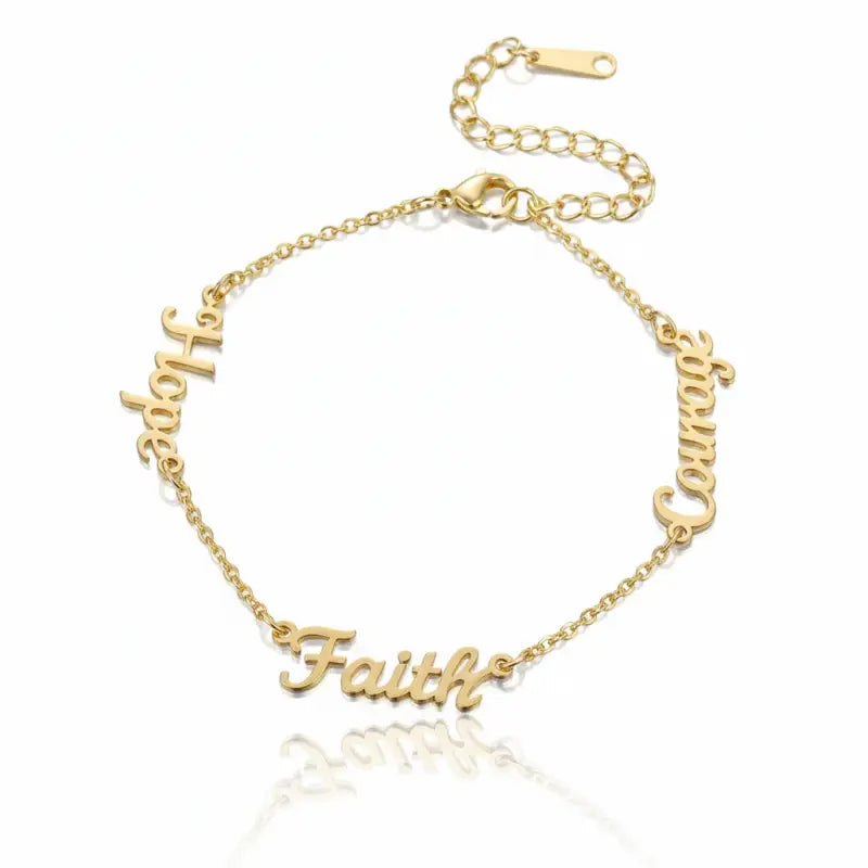 Faith • Hope • Courage Bracelet - Gold / 6.5in + 2in ext - Jewelry