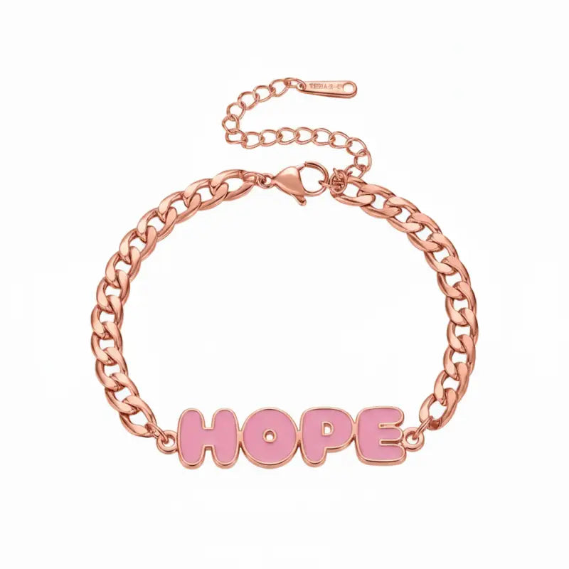 Faith - Hope - Love Enamel Name Bracelet - Rose Gold / 6in - Jewelry