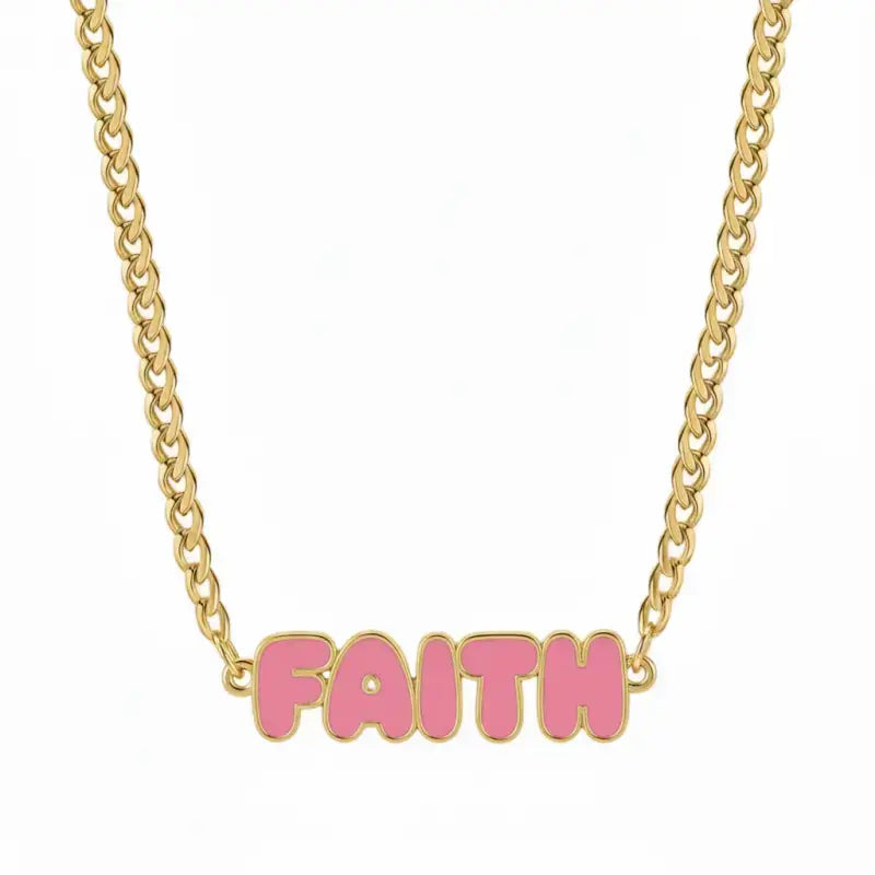 FAITH Enamel Name Necklace & Bracelet - Gold / 14in - Jewelry