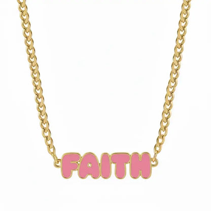 FAITH Enamel Name Necklace & Bracelet - Gold / 14in - Jewelry