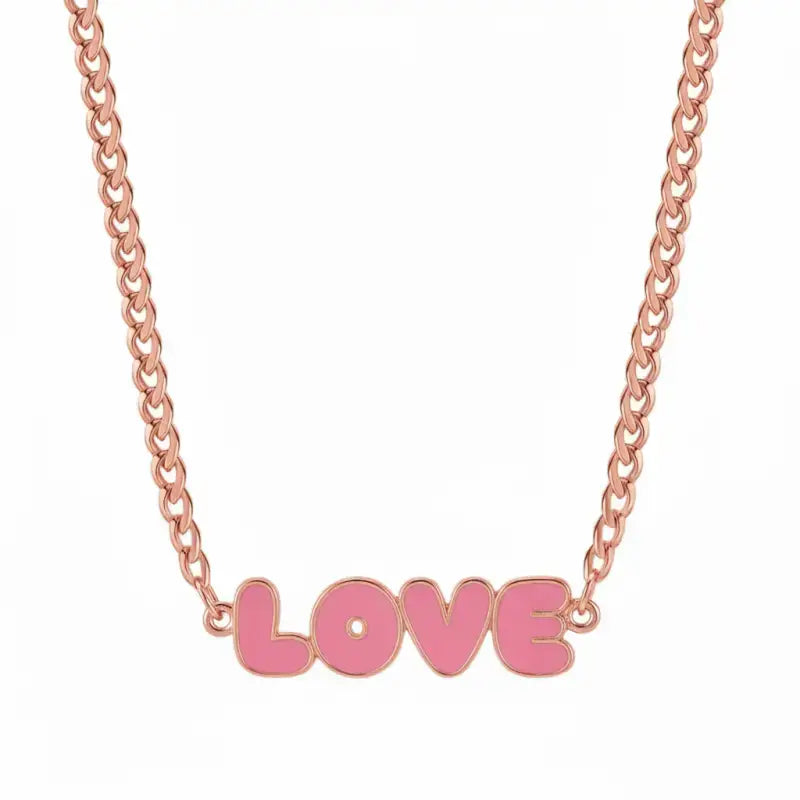 LOVE Enamel Name Necklace & Bracelet - Rose Gold / 14in - Jewelry