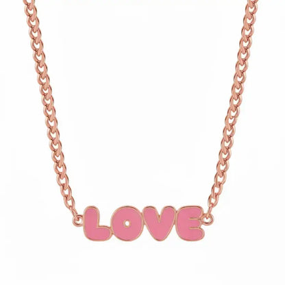 LOVE Enamel Name Necklace & Bracelet - Rose Gold / 14in - Jewelry