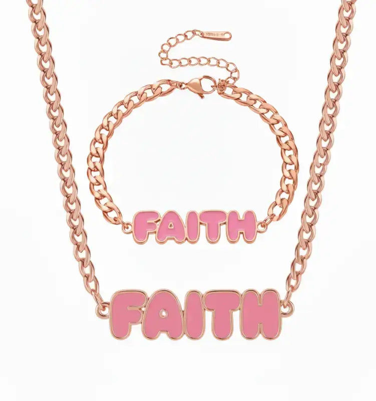 FAITH Enamel Name Necklace & Bracelet - Jewelry