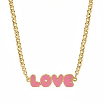 LOVE Enamel Name Necklace & Bracelet - Gold / 14in - Jewelry
