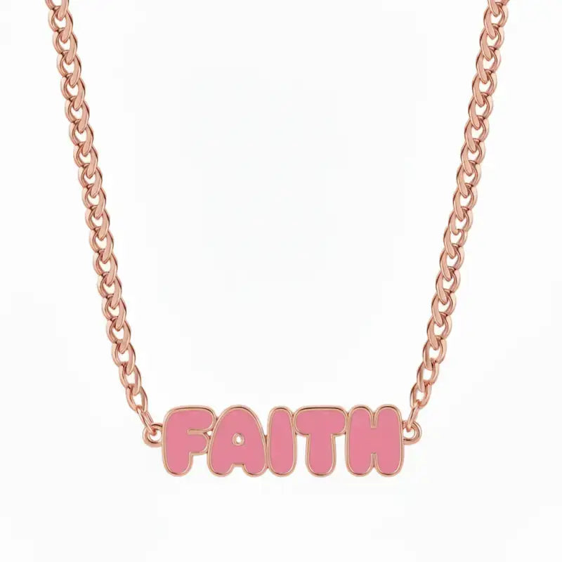 FAITH Enamel Name Necklace & Bracelet - Rose Gold / 14in - Jewelry