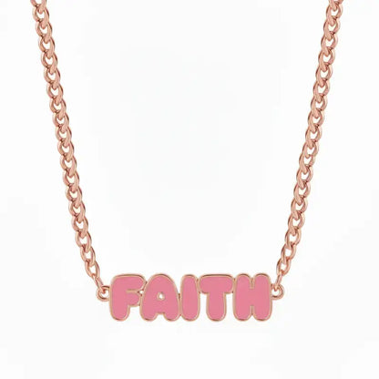 FAITH Enamel Name Necklace & Bracelet - Rose Gold / 14in - Jewelry