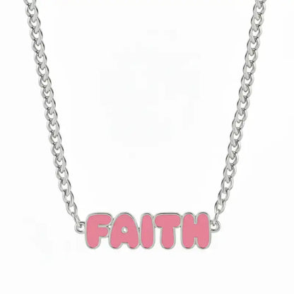 FAITH Enamel Name Necklace & Bracelet - Silver / 14in - Jewelry